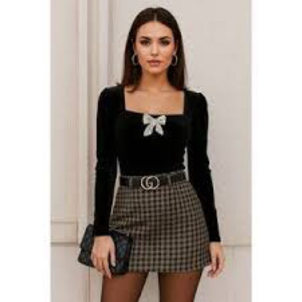 Rachel Zoe velvet bow top